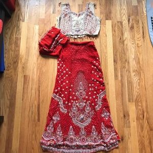 Three piece intricately-beaded Indian outfit!